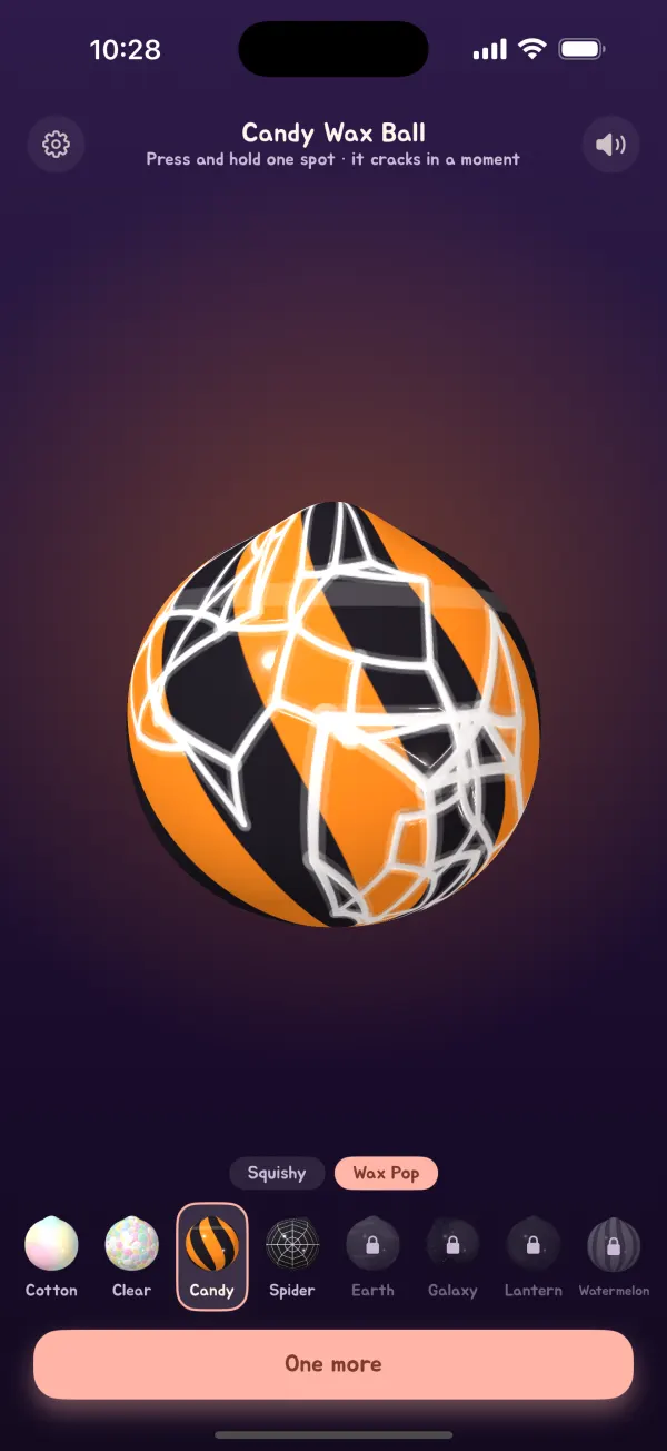 ハロウィンステージで割れていくキャンディワックスボール